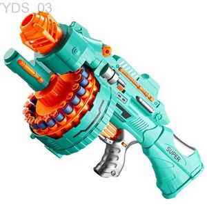 Gun Toys Childrens Electric Continuous Shooting Gatling Toy Gun Suction Cup Soft Bullet Gun Explosion gun BB Guns Gifts for Kids YQ240307