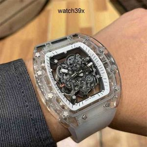 Wine Luxury Wristwatch Mens Mechanics Japanese Watches Richa Barrel Leisure Business Watch Rm055 Fully Automatic Mechanical Le Crystal Case High Quality