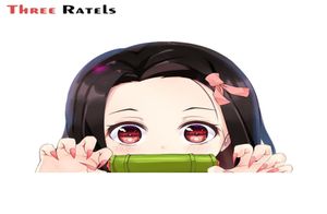 Three Ratels A579 3D Cartoon Car Sticker for Nezuko Kamado Peeker Big Head Anime Vinyl Rear Windshield Trunk Stick1501601