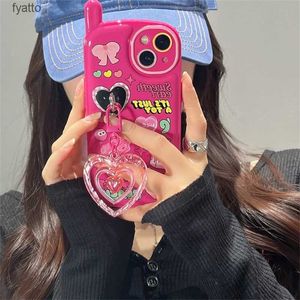 Cell Phone Pouches Cute Illustration Heart Pendant Retro Cellphone Case Max Kawaii Shockproof Soft CoverH240307