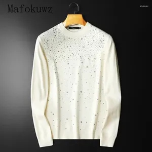 Maglioni da uomo Maglione O-Collo con diamanti in metallo americano Autunno Inverno Slim Camicie casual personalizzate con fondo Camicie da uomo Pullover Abiti maschili