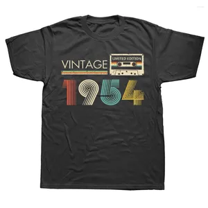 Camisas masculinas vintage 1954 edição limitada cassete camisa harajuku 70th 70 anos de idade festa de aniversário retro manga curta tshirt roupas dos homens