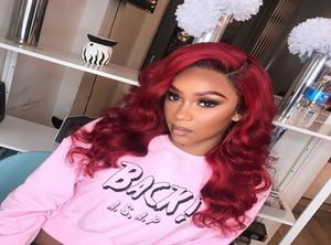 Two Tone Ombre Burgundy Full Lace Human Hair Wigs T1b 99j Loose Wavy Peruvian Virgin Hair Wine Red 150 Density Lace Front Wigs3790600