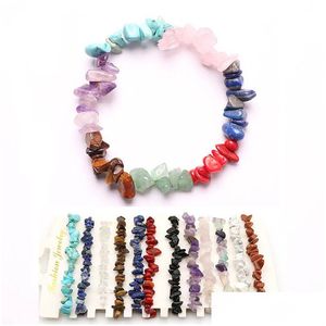 Perlen Neue 7 Chakra Charme Naturstein Kies Armreif Für Frauen Männer Paar Heilung Nce Armband Mode Schmuck Geschenk Drop lieferung Je Dhf5C