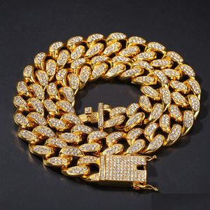 Kedjor 20mm miami kubansk länkkedja tungt tjockt halsband för män bling hiphop ised ut guld sier rapper kedjor kvinnor hiphop smycken d dh4cf