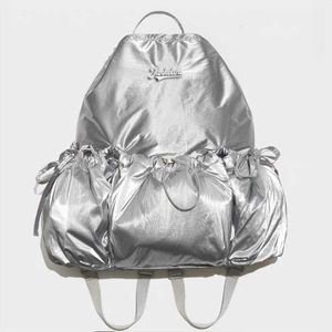 Mochila coreana nova grande capacidade com cordão para homens e mulheres bolsa de viagem super leve nylon à prova d'água bolsa esportiva ao ar livre 240315