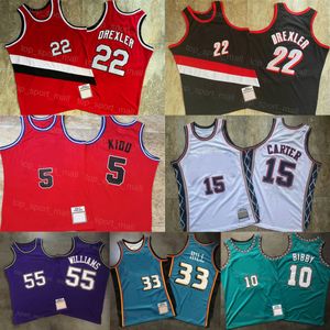 Basket retrò autentico Jason Williams Jersey 55 Vintage Michael Mike Bibby 10 Grant Hill 33 Clyde Drexler 22 Jason Kidd 5 Vince Carter 15 Sport di ritorno