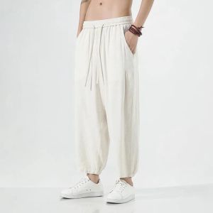 Hosen 2023 Frühlingsmänner Weitbein Hosen Herren weiße Harajuku Streetwear Harem Hosen Männlicher chinesischer Stil Hanfu Kongfu -Hosen