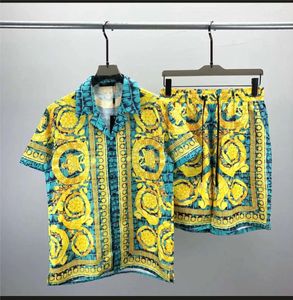 Tracksuit Set FashionHawaii Designer Men Casual Shirts Sets Floral Letter 3D Print Summer Seaside Holiday Beach Shirts Suits 069