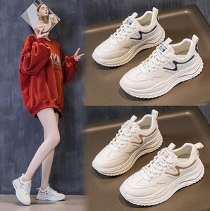 Scarpe casual da donna Sneaker moda con suola spessa bianca Scarpe sportive stringate in pelle antiscivolo Ventilazione Scarpe casual da esterno per donna