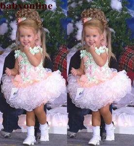 2022 Baby Kleinkind Miss America Girl039s Pageant Kleider Maßgeschneiderte Organza Party Cupcake Blumenmädchen Hübsches Kleid für Kleine K4343903