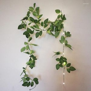 Strängar Ivy Rose Vine Leaves Fairy Lights LED String Garland Wedding Home Decoration Mini Copper