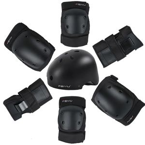 Conjunto de equipamentos de proteção capacete de patinação joelho cotovelo protetor de pulso para crianças adultos ciclismo patinação escalada 240304