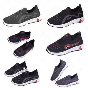 Novos sapatos de caminhada com sola macia antiderrapante para massagem nos pés médios e idosos, calçados esportivos, tênis de corrida, calçados individuais, calçados masculinos e femininos algodão preto cinza 36