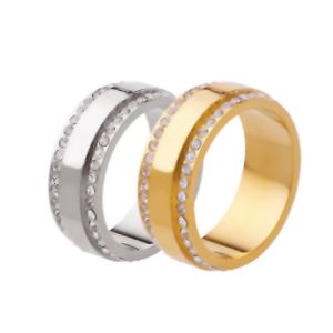 Designer Personlighet Trend Two Diamond Codep Finger Ring Fashion Par Ring Two Rows of Diamond Titanium Steel Ring