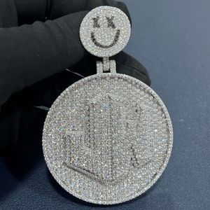 Pingente de nome de letra feito à mão personalizado Vvs Moissanite Diamond 925 Sterling Silver Iced Out
