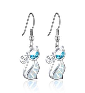 Dangle Chandelier Boho Female Blue Crystal Drop Earrings Classic Silver Color Vintage Cat Opal Wedding For WomenDangle3342150