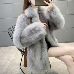 Haining Coat For Women With Thickened Temperament, Socialite Imitation Fox Fur, 2023 New Fur Coat, Medium Length Style 239050