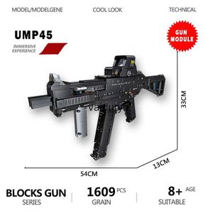 Sand Play Water Fun Blocks Military Building Block Gun UMP45 Model World War II Handhållen Shooting Army Weapons Childrens Toys H240307