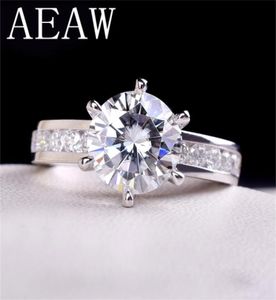 AEAW 2CTW 8mm F Ring redondo de noivado anel de diamante Diamante anel de halo duplo anel de platina prateada 2202232898191