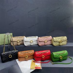 Hochwertige Marmont Designertasche Damen Quilting Umhängetasche Echtleder Umhängetaschen Geldbörsen Damentasche Handtasche Kette Clutch Bag Gold Rosa Grün Geschenke