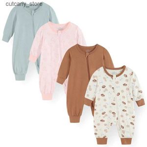 Jumpsuits Unisex Rompers Cotton New Born Baby Boy Clothes 2/3pieces Baby Girl Clothes Set 2-vägs blixtlås 0-24m Autumn Cartoon Spring L309
