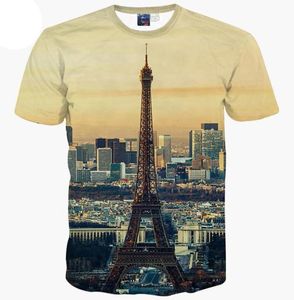 3D-T-Shirts Europa Mode T-Shirt Herren Damen 3D-T-Shirt Sommer Tops T-Shirts Drucken Stadt Paris Eiffeltürme Kurzarm-T-Shirt 7740849