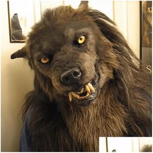 Party Masks Werewolf Cosplay Headwear Costume Mask Simation Wolf For Adts/Children Halloween cosply fl Face er Drop Delivery DHS2O