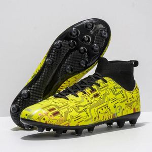 Amerikan Futbol Ayakkabıları Sarı Profesyonel Eğitim Erkekler Futbol Botları Moda Baskı Erkek Slip Socks Cleats Erkekler Büyük Boyut