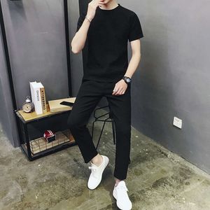 Free Shipping Summer Short Sleeved Men's Set, 2021 Spring/summer New Two-piece Set of Cropped Pants, Trendy Men's Clothing, One Set to Match
