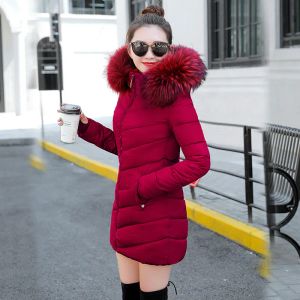 Parka giacca invernale da donna parco 2020 inverno femminile giacca lunga cappotto invernale da donna vino collo di pelliccia rosso caldo piumino invernale da donna