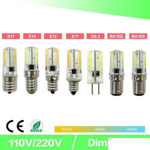 Lampadine a led dimmerabili Led Mini Bb Crystal Clear Sile Corn Light 3014 Smd 80 Ac220V / Ac110V per lampadario E14 G9 G4 Luci di consegna a goccia Dhwmv