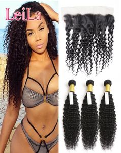 Brazilian Human Hair Extensions 3 Bundles With 13 X 4 Lace Frontal Dyeable Hair Weaves Frontal Deep Wave Curly 5163429