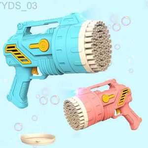 Gun Toys 69 Holes Bubble Gun Rechargeble Gatling Bubble Machine With Light Automatic Soap Water Bubble Make Flower Kids Bubbles Toy YQ240307