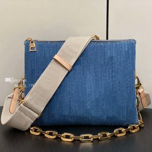 Luxo denim designer saco coussin moda feminina saco cruz corpo corrente bolsas de couro em relevo sacos de ombro mensageiro dentro compartimentos bolsas