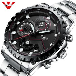 NIBOSI Fashion Mens Watches Top Brand Luxury Big Dial Military Quartz Watch Waterproof Chronograph Watch Men Relogio Masculino273B