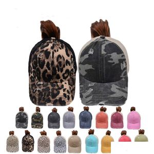 Chapéus de festa Mulher chapéus de festa lavados morreram bagunçados buns ponycaps leopardo girassol criss cross trucker malha chapéu gota entrega casa jardim f dhpaf