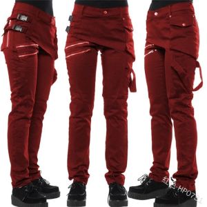 Capris Pantaloni gotici da donna Tasche con cerniera Pantaloni steampunk con rivetti Pantaloni hip hop anni '90 Stile rock star Pantaloni casual tinta unita plus size 5XL