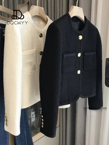 秋冬の女性ジャケットコート2024韓国のファッションツイードスモールスーツ短い汎用性トップレディースカジュアル服240301
