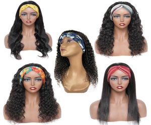 Whole Headband Wig Human Hair Vendor Body Deep Water Wave for Black Women Straight Afro Kinky Curly None Lace Machine Made Wig5880669