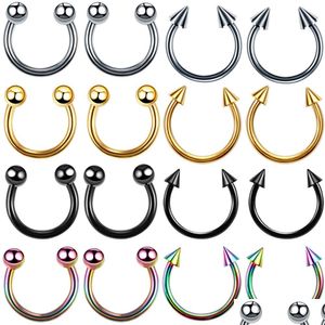 Nose Rings Studs 1Pc 4X10Mm Nostril Piercing Horseshoe Stainless Steel Hoop Ring Lip Stud Cartilage Earrings Body Jewelry Drop Deli Dhyer
