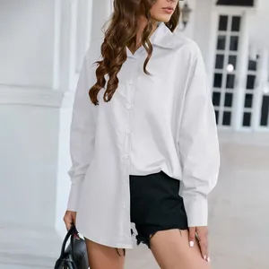 Women's Blouses Women Shirt Coat Vibrant Spring/autumn Office Lady Lapel Long Sleeve Loose Fit Streetwear For A Bright Stylish Look