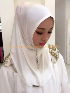 Etnik Kıyafet Hijab Moda Elastik Arap Pırıltılı Tek Parça Yuvarlak (Broşu Hariç Et) Müslüman Kafa Sarısı Kadınlar İslami Şapka Eşarp