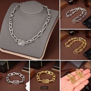 Titanium steel Great B letter Thick chain necklace female exaggerated temperament retro glamorous earrings women Punk 18K gold pla245m