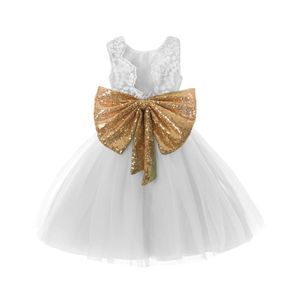 Princess Girl Wear Sequin Sequiness Bow Bress for Birthday Party Toddler Costume for Events مناسبة Lace Mesh Tutu Dress9581409