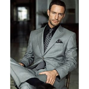 Suits 2023 Tailored Made Smoking Grey Suit Men Prom Tuxedo Wedding Suits for Men Slim Fit Custom Groom Blazer 2 Piece Terno Masculino