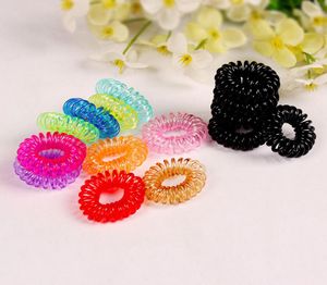 Crianças doces colorido linha de telefone elástico faixas de cabelo laços de cabelo anel de cabelo wear acessórios de cabelo cor transparente hairband8591548