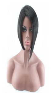 Woodfestival krótka prosta peruka syntetyczna czarna cosplay peruka odporna na ciepło włosy dla czarnych kobiet bangs5958485