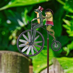 Gartendekorationen Frösche Vintage Fahrrad Metall Wind Spinner Tier Motorrad Windmühle Landschaft Jardineria Decoracion Yard Art