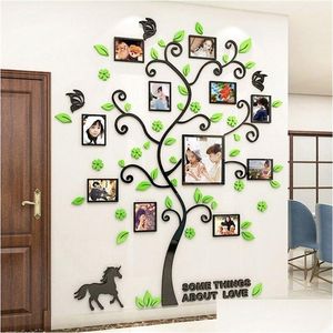 Wall Stickers 3D Family Po Frame Tree Wall Sticker Diy Art Decals Acrylic Poster Living Room Bedroom Home Decor Large Wallpaper Kids 2 Dhk3H